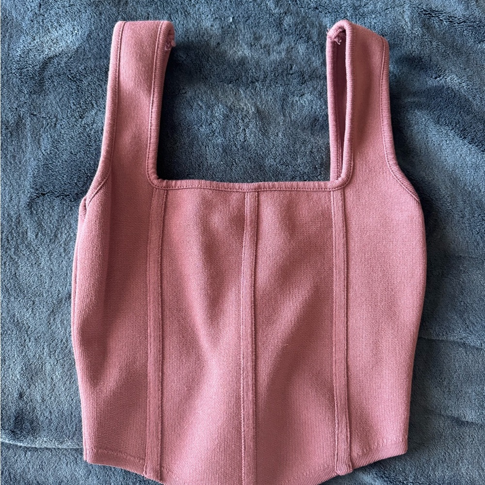 Zara Mauve Square Neck Crop Top